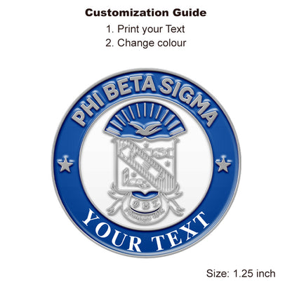 Silver Fraternity Pin with Custom Text; Phi Beta Sigma
