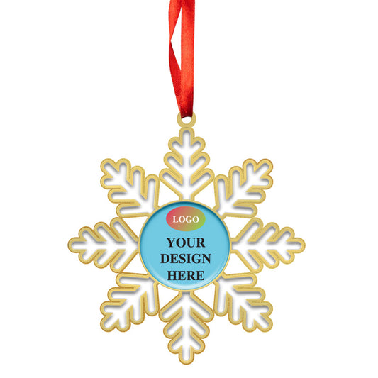 Gold Metal Christmas Ornaments, Metal Snowflake Christmas Ornaments with Custom Company Logo