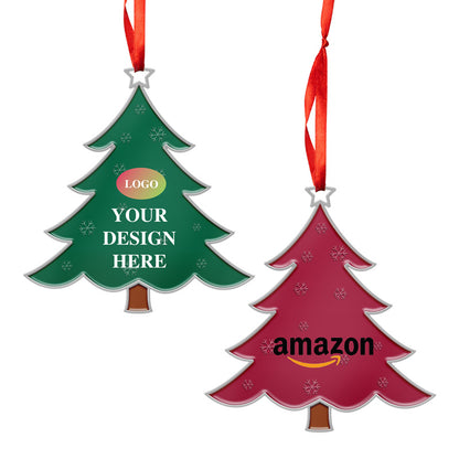 Christmas Tree Ornaments Personalized, Christmas Tree Ornaments, Tree Shaped, Metal, Red Green