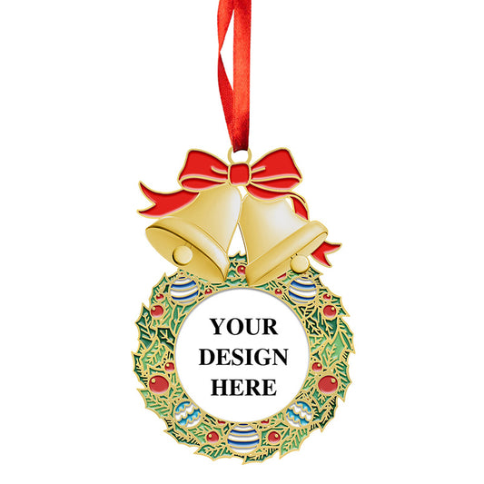 Gold Bell Christmas Ornaments, Personalized Metal Engraved Bell Ornaments