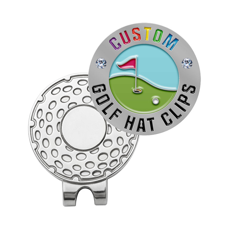 Magnetic golf hat clip that holds a ball marker, keeping it secure and accessible on your hat.​