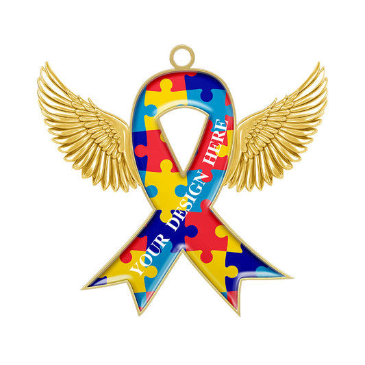 Custom Autism Awareness Ribbon Charm with Gold Plating