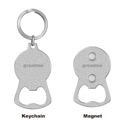 silver bottle cap opener comparison: keychain vs fridge magnet back styles