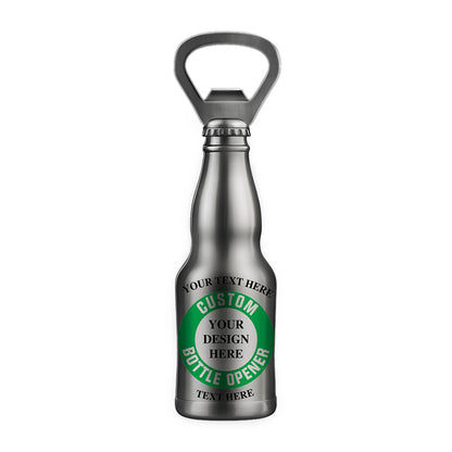 silver corona bottle opener in beer bottle shape with traditional neck design, compact and classic