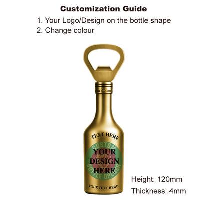 gold beer bottle-shaped corona opener featuring a long neck design for a sleek look