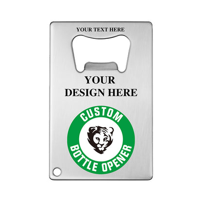 slim silver credit card bottle opener fits easily in wallets or pockets