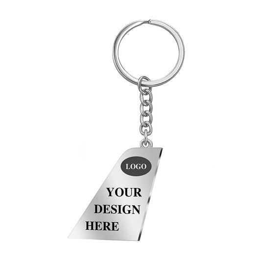 silver airline tail keychain with airline logo customization