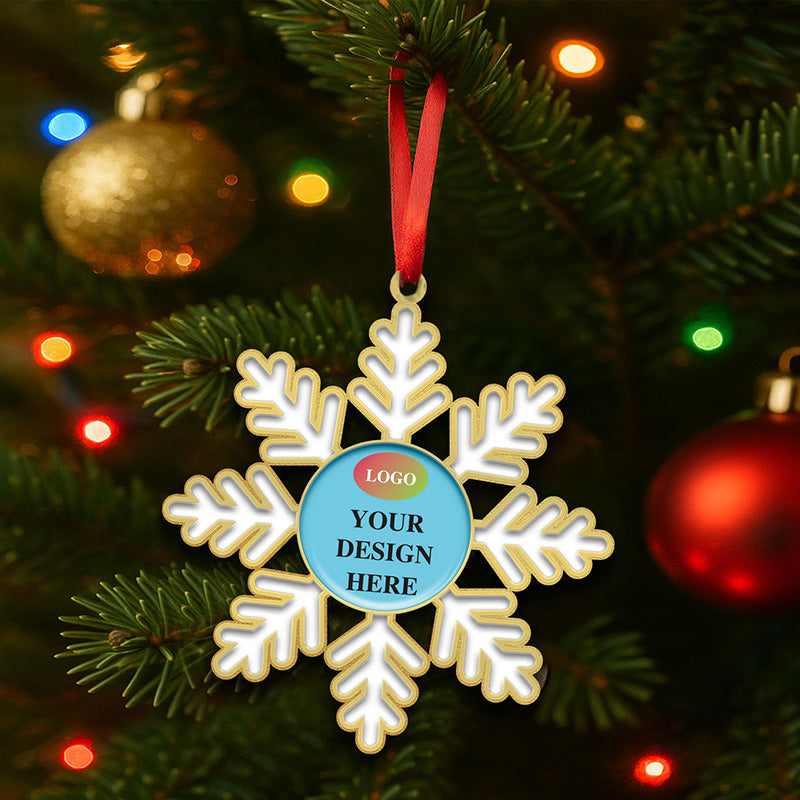Metal Christmas Ornaments, Metal Snowflake Christmas Ornaments with Custom Company Logo, Display