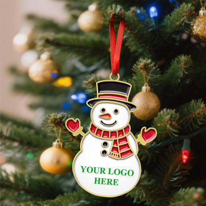 Personalized Snowman Ornaments, Personalized Metal Snowman Christmas Ornament, Display