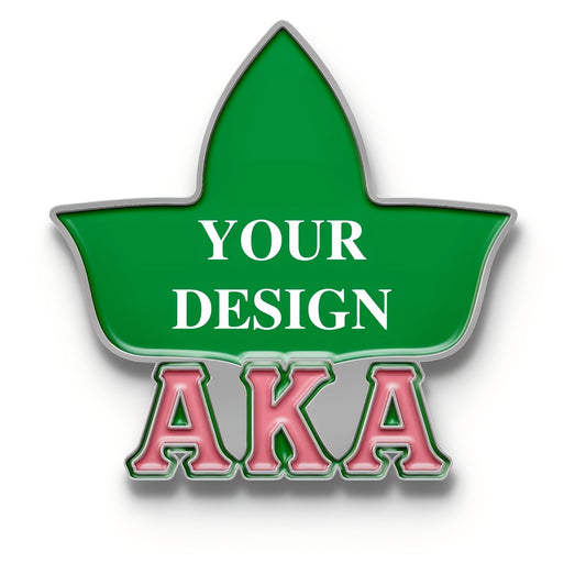 Personalized green leaf and pink Alpha Kappa Alpha sorority pin, a cherished symbol of sisterhood for AKA members.