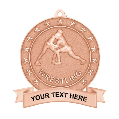 3D wrestling medal - copper