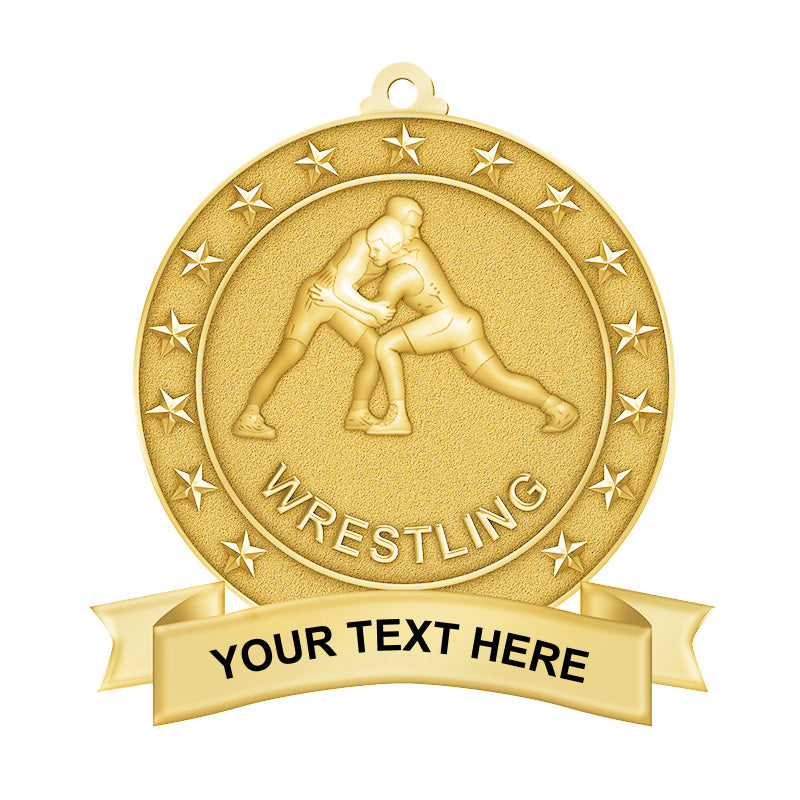 3D wrestling medal - gold