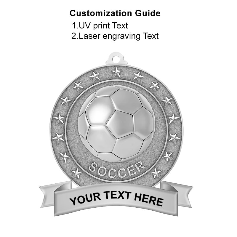 3D soccer medals - silver