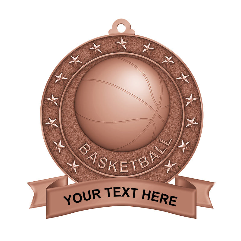 3D basketball medallions - bronze