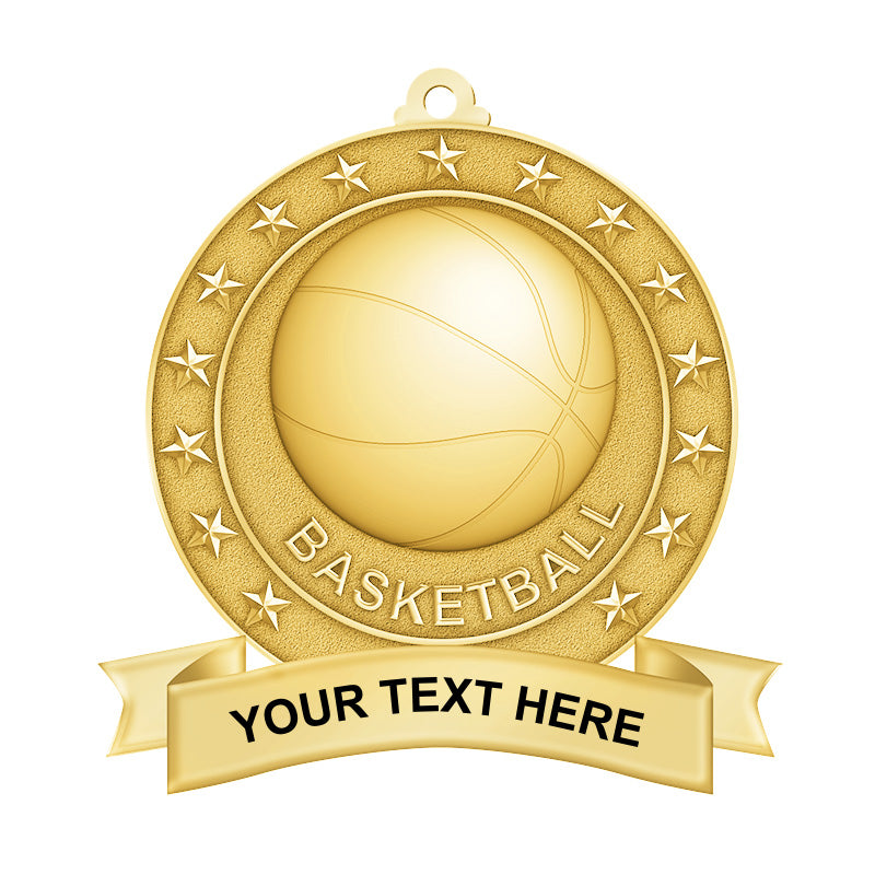 3D basketball medals - gold