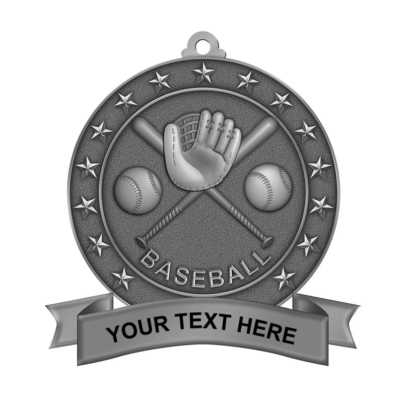 custom baseball medals - silver
