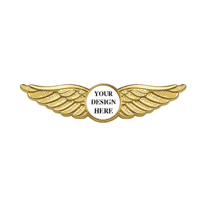 Air Force Wings Pin with Custom Round Logo - 2.5 inch