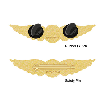Air Force Wings Pin with Custom Round Logo - 2.5 inch