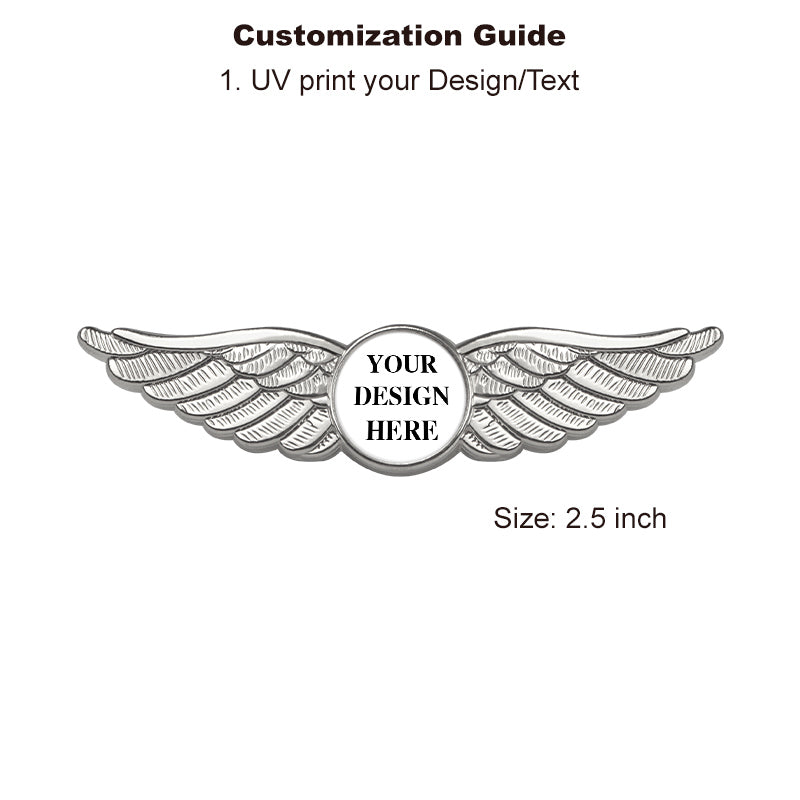 Air Force Wings Pin with Custom Round Logo - 2.5 inch