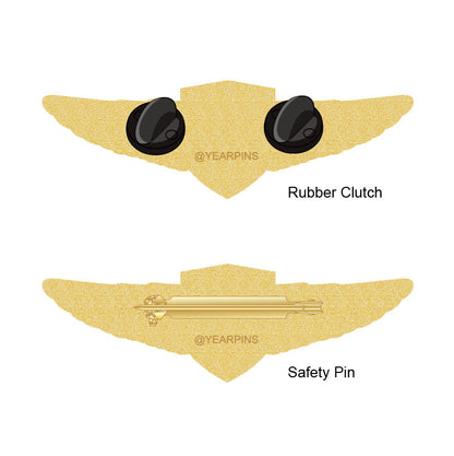 Air Force Wings Pin with Custom Shield Logo - 2.75 inch - Back Side