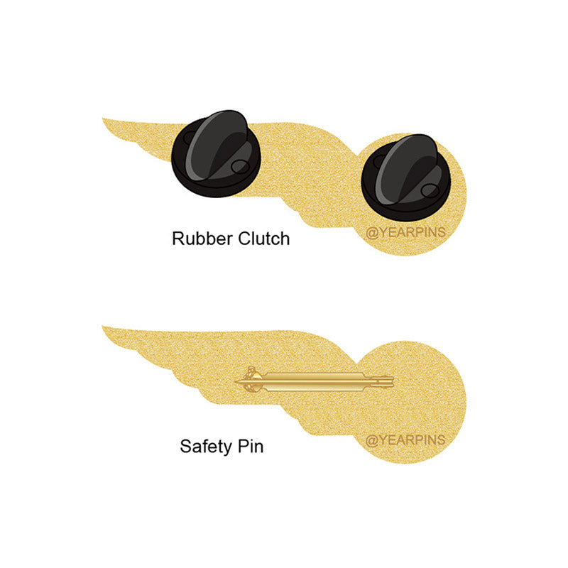 Airline Wings Pin with Custom Round Logo - Half Wing 1.75 inch
