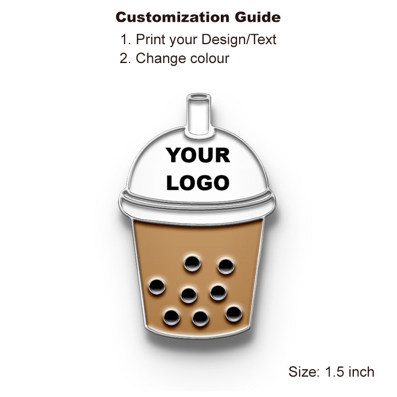 Custom silver bubble tea enamel pin with your logo