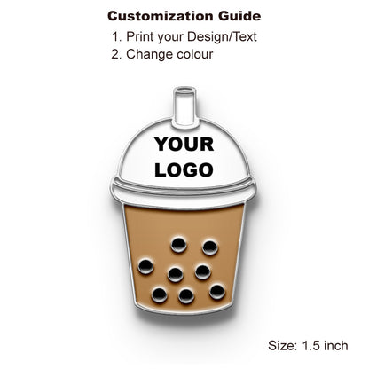 Custom silver bubble tea enamel pin with your logo