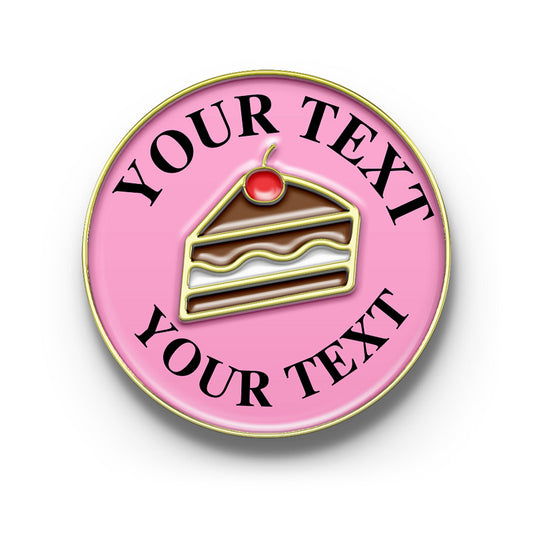 Custom gold cake enamel pin with your text