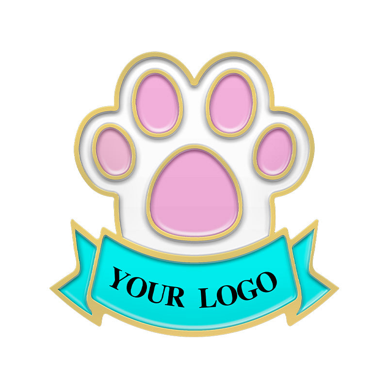Gold Cat Paw Pin with Custom Logo