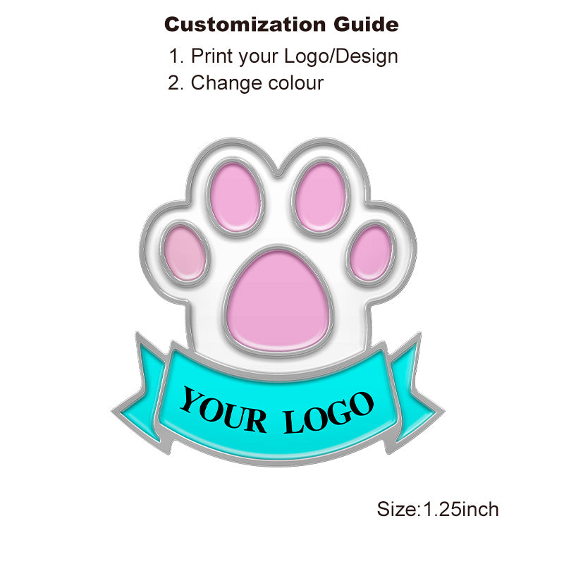 Silver Cat Paw Pin with Custom Logo