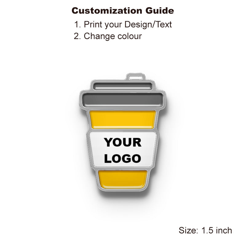Silver coffee pin, custom logo