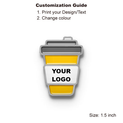 Silver coffee pin, custom logo