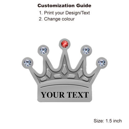  Silver crown lapel pin with custom text