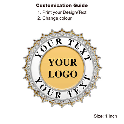  Custom silver fleur de lis pin featuring your logo and text
