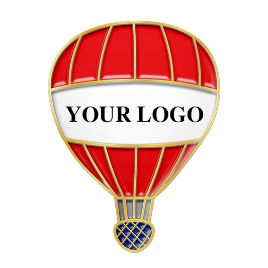  Gold hot air balloon enamel pin with custom logo