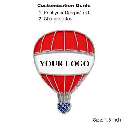  Silver hot air balloon enamel pin with custom logo
