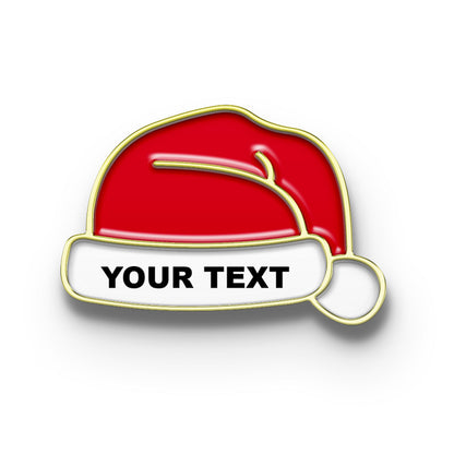 Gold Merry Christmas Lapel Pin with Custom Text - Hat