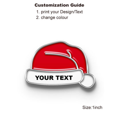 Silver Merry Christmas Lapel Pin with Custom Text - Hat