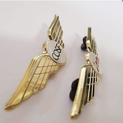 Pilot wings pin with custom logo for industrial award ceremony