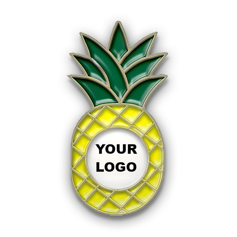 Pineapple-shaped badge with customizable logo area