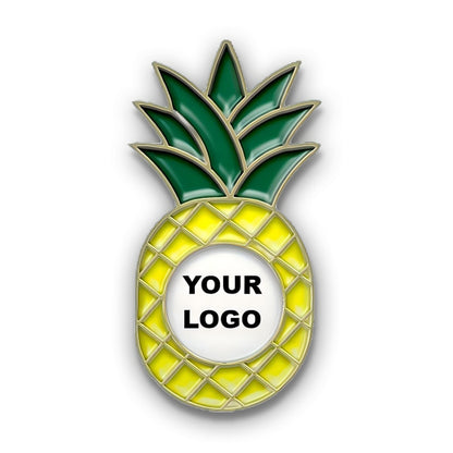 Pineapple-shaped badge with customizable logo area
