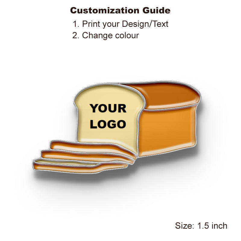 Custom silver toast bread enamel pin with your logo