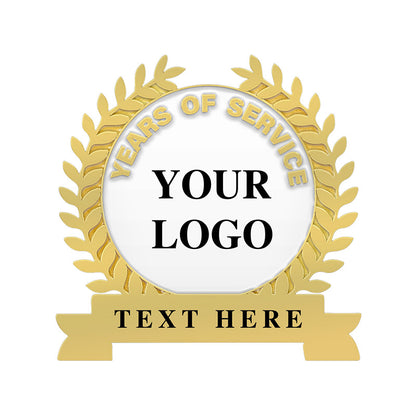 Years of Service Pins with Custom Bottom Text - Gold Plated