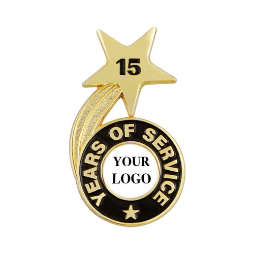 Years of Service Pins with Custom Years & Center Logo - Gold