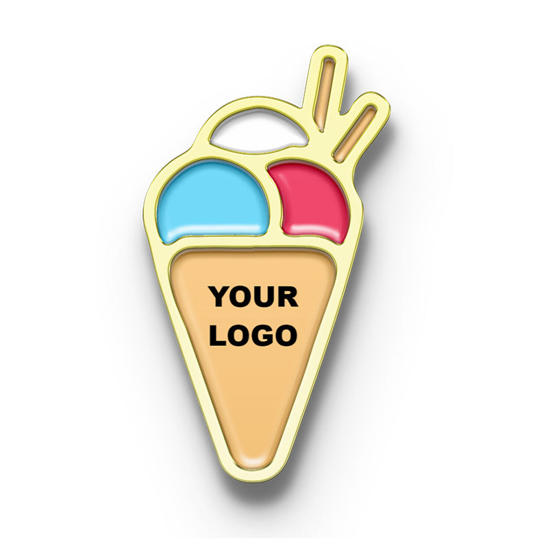 Ice cream cone-shaped pin with customizable logo