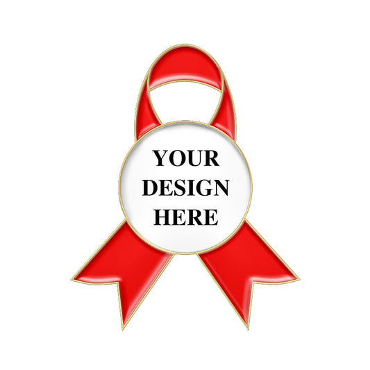 Red Custom Enamel Ribbon Pins with Gold Plating