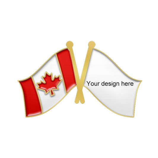 Gold Crossed Flag Pins - Canada & Custom