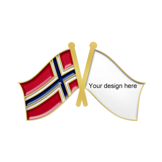 Gold Crossed Flag Pins - Norway & Custom