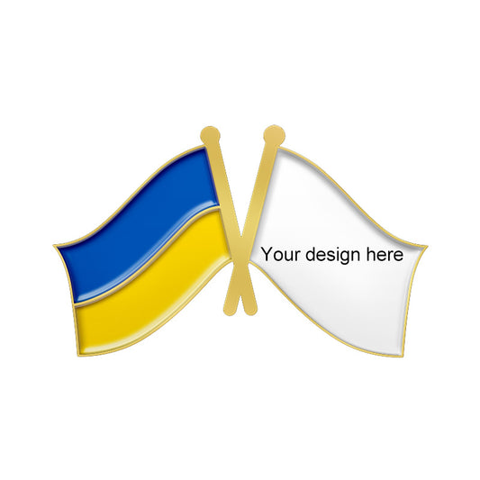 Gold Crossed Flag Pins - Ukraine & Custom