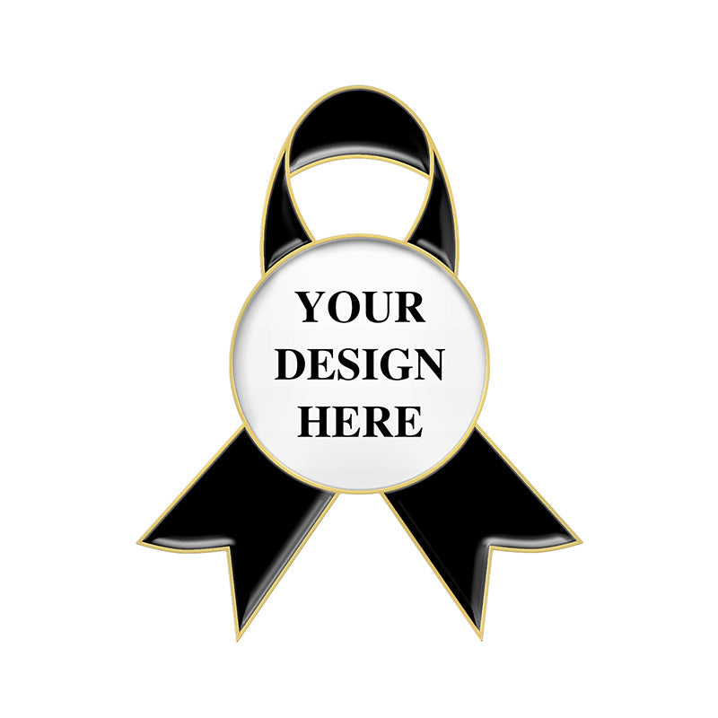 Custom Funeral Ribbon Pins with Gold Plating